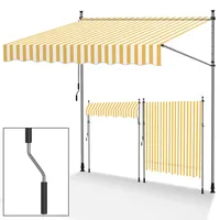 Tubiaz Klemmmarkise Balkon ohne Bohren, markise Balkon 350cm breit mit Handkurbel, Höhenverstellbare, UV-beständig und wasserdicht Klemmmarkise für Terrasse Balkon, Gelbe-Weiße