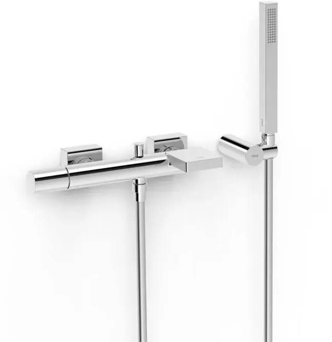Tres Project-tres Wannenarmatur 21117001 Aufputz, mit Wannen-Brause-Set, chrom