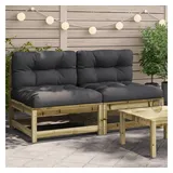 vidaXL Gartensofas ohne Armlehnen mit Kissen 2 Stk. Kiefernholz