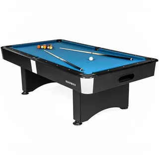 BuckShot Billardtisch 8ft Manhattan - 244x132x80 cm - 8 Fuß Pool Billard - Kugelrücklauf - Tischbillard mit Zubehör - Billard Tische 130kg...