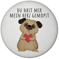 Speecheese Mops mit Herz Magnet rund mit Spruch Du
