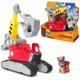 Spin Master Rubble & Crew - Chargers 2-in-1 Mega Kran, Premium Baufahrzeug mit abnehmbarer Baggerkralle und Presslufthammer sowie Charger Hundefigur