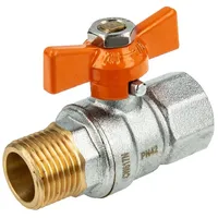 Hermann Schmidt - hse UNISOL Solarkugelhahn Typ 1615, Innen- x Außengewinde Rp 3/4 Zoll (dn 20), Flügelgriff, MS-verchromt