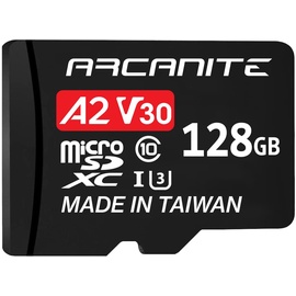 ARCANITE 128 GB microSDXC-Speicherkarte mit Adapter - A2, UHS-I U3, V30, 4K, C10, MicroSD, Lesegeschwindigkeit von bis zu 95 MB/s