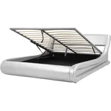 Beliani Bett mit Stauraum Kunstleder AVIGNON 180 x 200 cm Silber