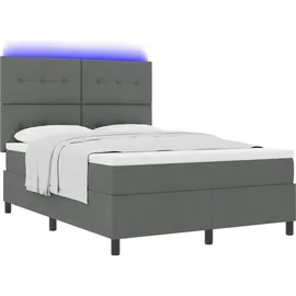 vidaXL Boxspringbett mit Matratze Dunkelgrau 140 x 190 cm Stoff