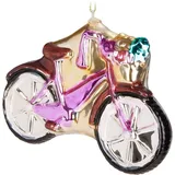 Brubaker Fahrrad Pink mit Glitzer - Handbemalte Weihnachtskugel aus Glas - Mundgeblasener Christbaumschmuck Figuren Lustig Deko Anhänger Baumkugel - 12,3 cm