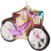 Brubaker Fahrrad Pink mit Glitzer - Handbemalte Weihnachtskugel aus Glas - Mundgeblasener Christbaumschmuck Figuren Lustig Deko Anhänger Baumkugel - 12,3 cm