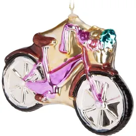 Brubaker Fahrrad Pink mit Glitzer - Handbemalte Weihnachtskugel aus Glas - Mundgeblasener Christbaumschmuck Figuren Lustig Deko Anhänger Baumkugel - 12,3 cm