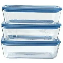 Pyrex Frischhaltedose Transparent/Blau 1,5 l 3-teilig