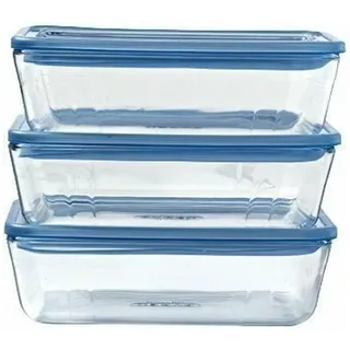 Pyrex Frischhaltedose Transparent/Blau 1,5 l 3-teilig