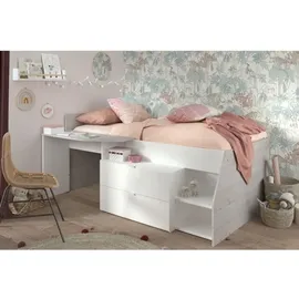 Parisot Hochbett Milky 90 x 200 cm Holz weiß-grau