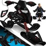 Kesser KESSER® Lenkschlitten mit 2 Fußbremsen Automatisches Zugseil Federung Kufenlenkung Bob Kinderschlitten Rodel Schlitten Skiboblenkschlitten