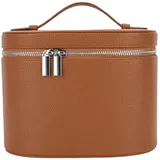 Schminktasche Kosmetikkoffer aus PU-Leder mit herausnehmbarer Trennwand tragbare Kosmetiktasche mit Griff und Reißverschluss Reise-Schminkkoffer für Damen