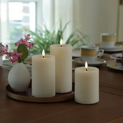 LED Kerzenset UNIQUE - Rustik-Optik - 3 Größen - mit Batterien/Fernbedienung - c...
