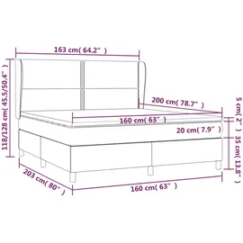 vidaXL Boxspringbett mit Matratze Hellgrau 160x200 cm Stoff1398162