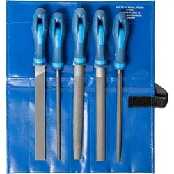 Werkstattfeilen/-raspel-Set 5-tlg. in Rolltasche 200mm für grobe Zerspanung, Schruppen