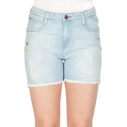 Lee Damen Jeans Short Boyfriend -Blau Boyfriend Deep Embroidery Hoher Bund Reißverschluss W 28