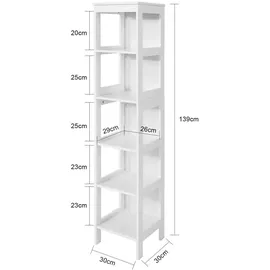 SoBuy Badezimmerschrank mit 5 Regalböden Weiß