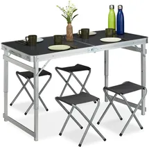 Relaxdays Campingtisch Set klappbar Silber/Grau