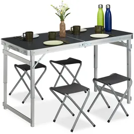 Relaxdays Campingtisch Set klappbar Silber/Grau