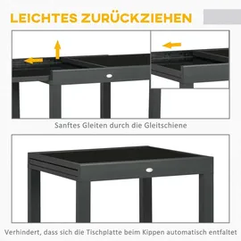 Outsunny Gartentisch 160 x 80 x 75 cm Schwarz