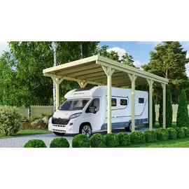 Karibu Carport 384 x 588 cm grau kesseldruckimprägniert inkl. H-Pfostenanker