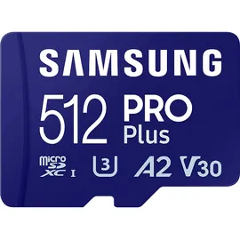 Samsung PRO Plus 512 GB, microSDXC-Speicherkarte (2023) mit USB-Adapter