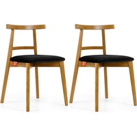 Konsimo Esszimmerstuhl Esstischstühle LILIO Holzstühle Polsterstühle 2 St, hergestellt in der EU, Vintage-Stil, Buchenholzrahmen, Farbe Eiche hell schwarz