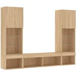 vidaXL - 5-tlg. Wohnwand Mit Led-beleuchtung Sonoma-eiche Holzwerkstoff