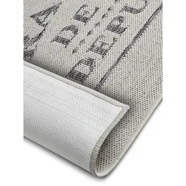 HANSE HOME Brasserie de Paris Küchenläufer – Küchenteppich Läufer Teppich mit Schriftzug, rutschfest Pflegeleicht Robust, ÖKO-TEX Teppichläufer für Küche, Flur, Esszimmer – Creme Grau, 92x150cm