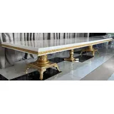 Casa Padrino Luxus Barock Esstisch Creme / Weiß / Gold - Riesiger Massivholz Esszimmertisch - Esszimmer Möbel im Barockstil - Barock Möbel - Barock Einrichtung - Edel & Prunkvoll