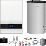 Buderus GB192i.2 Logaplus Gas-Brennwert Paket W50(E) weiß mit Regelung BC400, RC220 und Edelstahl-Warmwasserspeicher ES120 - 25 kW - 7739621186