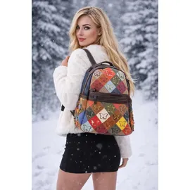 KMISSO City Backpack Patchwork Rucksack Rot
