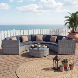 Mendler HWC-E17 Garten-Set Sitzgruppe grau/dunkelgrau/beige