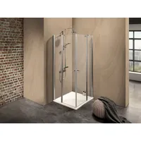 Dusbad Eckdusche Dusche Dusbad Vital 2 4tlg Pendeltür an Festteil / Eckdusche, BxT: 80x80 cm, ESG-Glas 80 cm x 200 cm x 80 cm