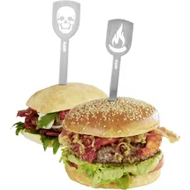 GEFU Hamburger-Spieße Torro Totenkopf + Flamme