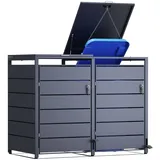 PedBox Mülltonnenbox mit Pedal 2 Mülltonnen Anthrazit Alu verzinkt 145 x 116 cm
