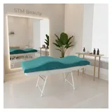 STM Company Massageliege Memory Foam Wellenmatratze für Kosmetikliege (180x60 cm / 190x70 cm, mit Veloursbezug), Anatomischer Lash Topper für Wimpern, PMU & Kosmetik blau 190x70 cm