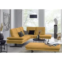 Ecksofa W.SCHILLIG "broadway, Designsofa, toller Sitzkomfort, zeitlos, elegant, L-Form", gelb (kurkuma z69), B:284cm H:94cm T:224cm, Longlife Xtra-Leder Z69: Das feinnarbige, gedeckte Softleder Z69 besticht durch seine außergewöhnliche Weichheit im trendigen u00bbVintage-Looku00ab, Hautstärke 0, 9 - 1, 1 mm, Sofas, Sitztiefenverstellung, Kopfteil- & Seitenteilverstellung, Breite 284cm