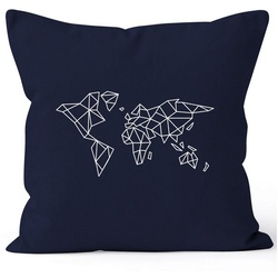 Autiga Dekokissen Kissenbezug Weltkarte World Map Low Polygon Autiga® blau