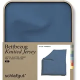 schlafgut Bettbezug SCHLAFGUT "Knitted Jersey uni, aus Bio-Baumwolle mit Elasthan, Reißverschluss", blau (blau mid), B:200cm L:200cm, Jersey, Obermaterial: 95% Baumwolle, 5% Elasthan, Bettbezüge, bügelfrei, Mix & Match Bettwäsche: passender Kissenbezug erhältlich