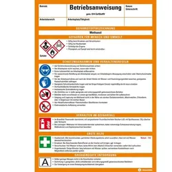 Betriebsanweisung Methanol, CLP/GHS, Kunststoff, 210x297mm, ASR A1.3, DIN EN ISO 7010