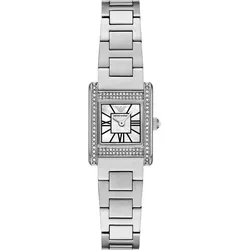 Quarzuhr EMPORIO ARMANI, edelstahlfarben, Armbanduhren, Damen, Armbanduhr, Damenuhr, Edelstahlarmband, analog