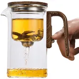 Enchanti Tea Pot, Tea Maker, Glasteekanne 600ml /800ml, Enchantipot Teekanne, Glas Teekanne Mit Wassertrennung Und Holzgriff, Abnehmbarer Teekessel Aus Klarem Glas Zum Aufbrühen, Filtern Und Ausgießen