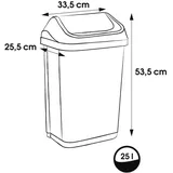KEEEPER Mülleimer mit Schwingdeckel, 25 l, 33,5 x 25,5 x 53,5 cm, Swantje, Blau (Nordic Blue)