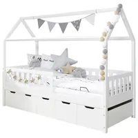 Livetastic Hausbett Ticaa 90 x 200 cm Kiefer massiv weiß