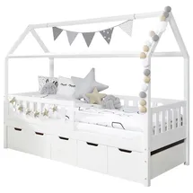 Livetastic Hausbett Ticaa 90 x 200 cm Kiefer massiv weiß