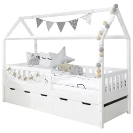 Livetastic Hausbett Ticaa 90 x 200 cm Kiefer massiv weiß