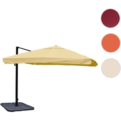 Ampelschirm HWC-A96, Gastronomie, 3x3m (√ò4,24m) Polyester Alu/Stahl 23kg ~ Flap, creme mit St√§nder, drehbar